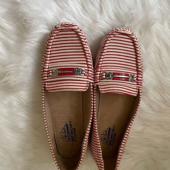 Life Stride vanity red & white stripes slip on loafers with memory foam … - Picture 4 of 9